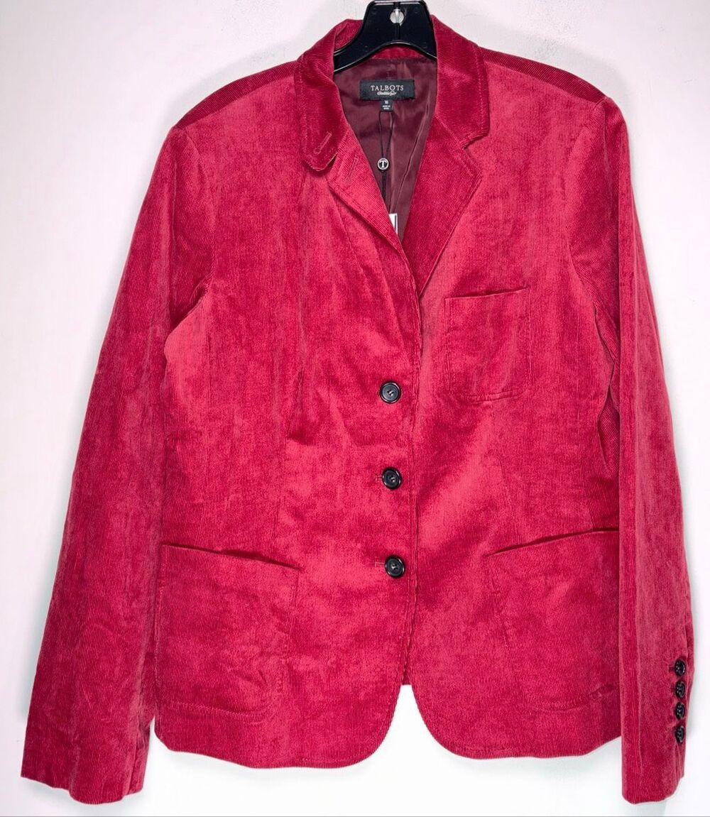 Talbots red corduroy blazer jacket size 16